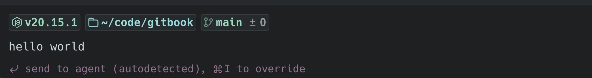 Inline "(autodetected)" indicator showing Warp routed terminal input to the agent.
